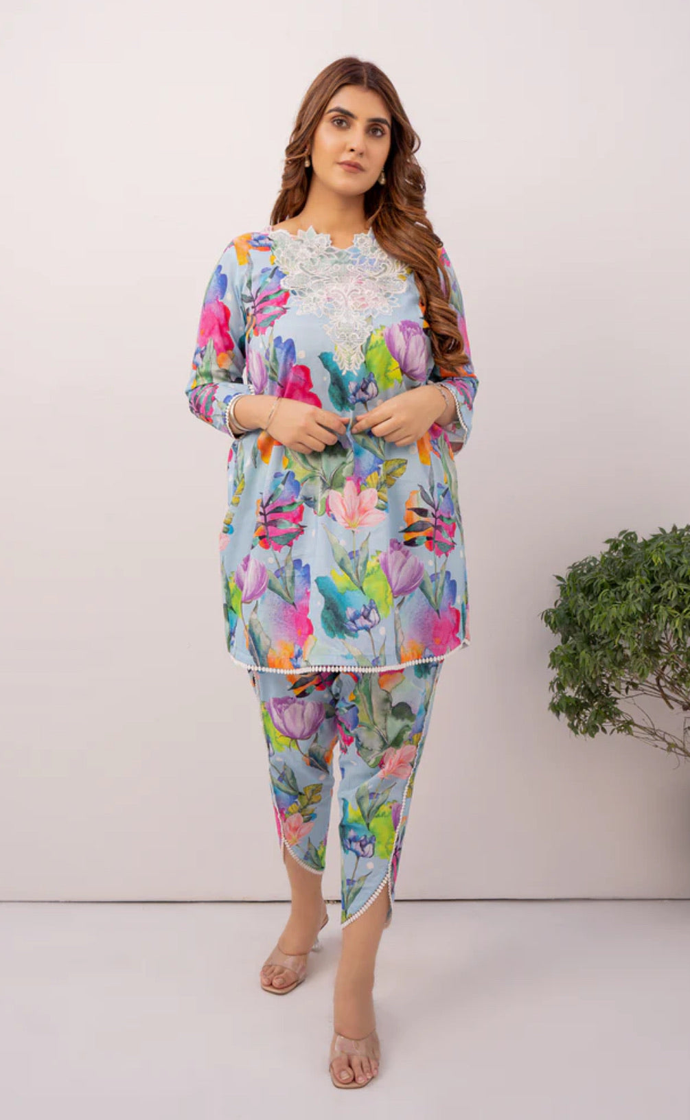 2 piece printed suit