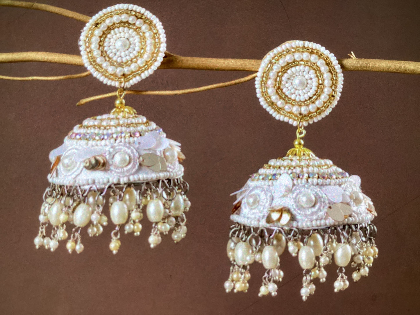 Shaila jhumkas white