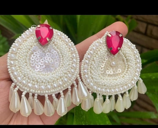 Hand made white earrings