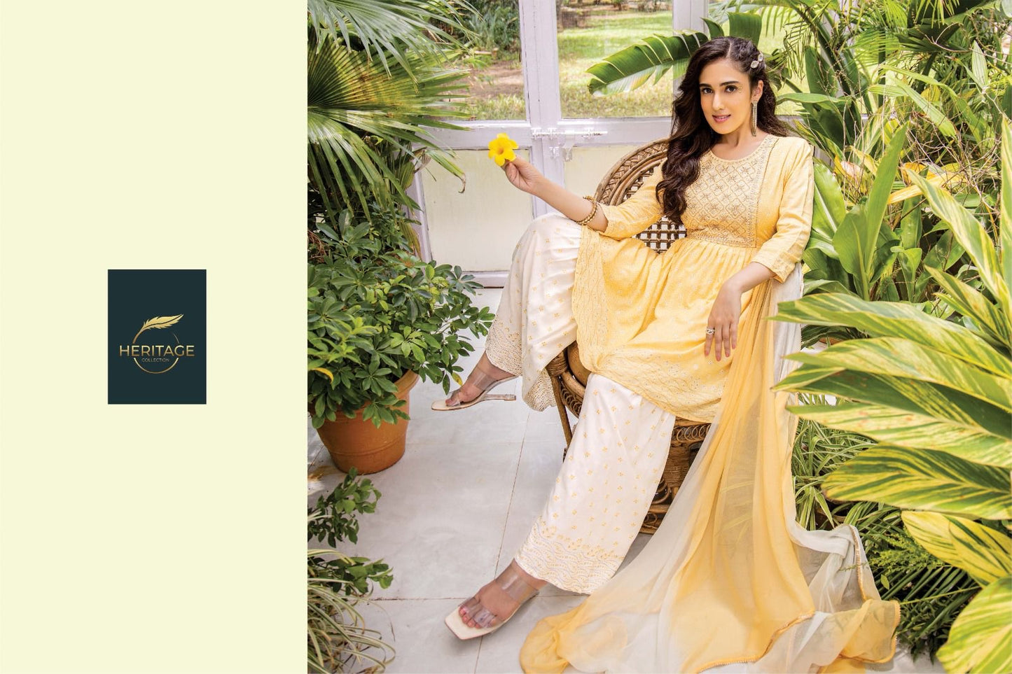 Yellow 3 piece rayon suit