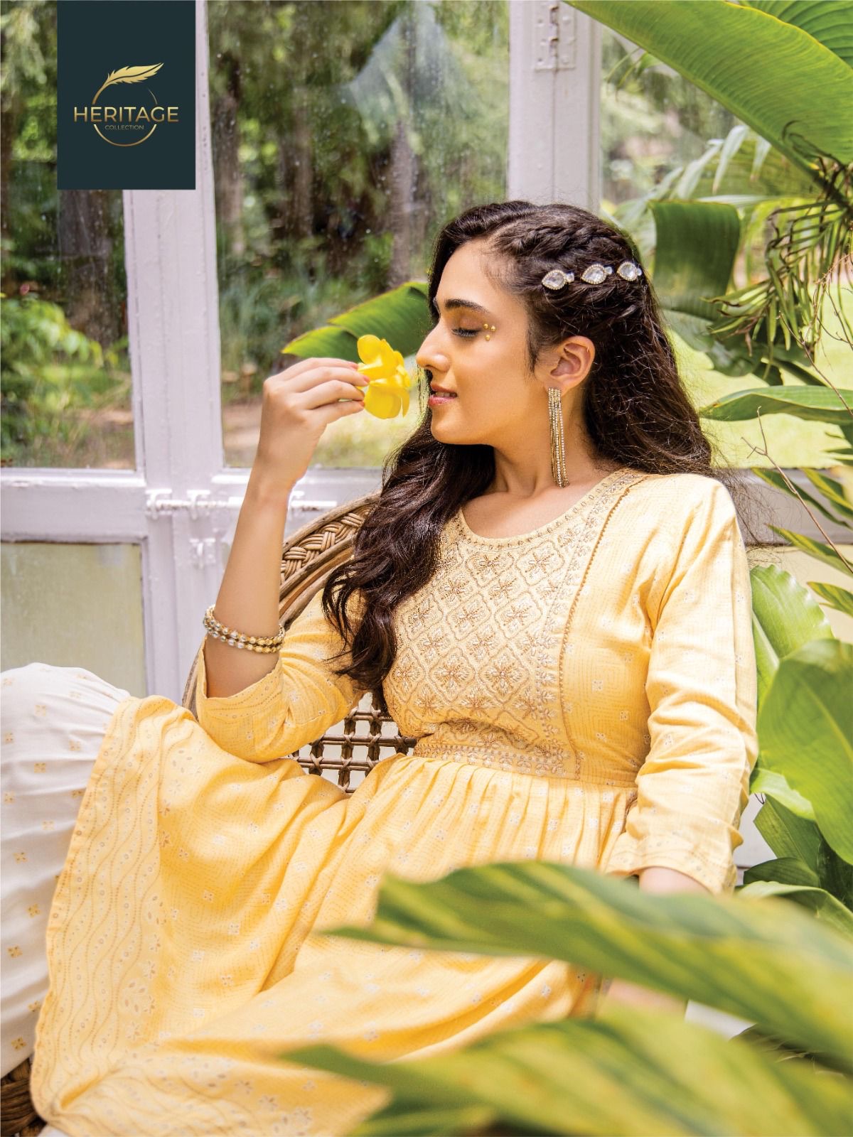 Yellow 3 piece rayon suit
